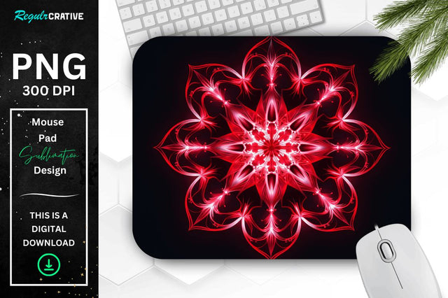Neon Glowing Snowflake Mouse Pad Sublimation Regulrcrative 