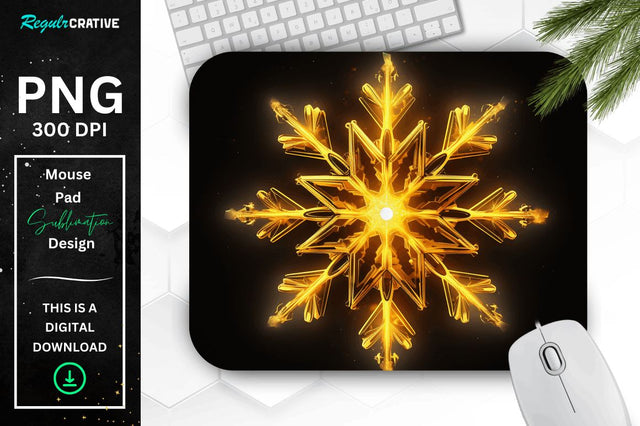 Neon Glowing Snowflake Mouse Pad Sublimation Regulrcrative 
