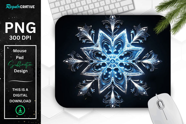 Neon Glowing Snowflake Mouse Pad Sublimation Regulrcrative 