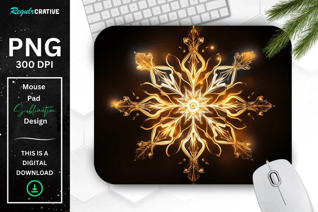 Neon Glowing Snowflake Mouse Pad Sublimation Regulrcrative 