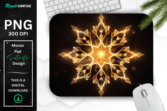 Neon Glowing Snowflake Mouse Pad Sublimation Regulrcrative 