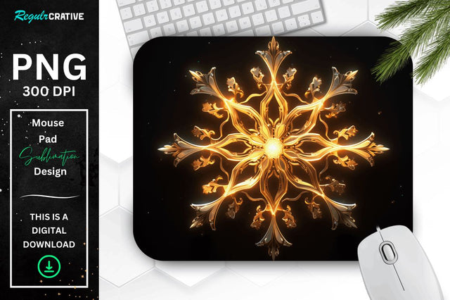 Neon Glowing Snowflake Mouse Pad Sublimation Regulrcrative 