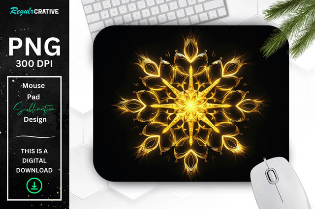 Neon Glowing Snowflake Mouse Pad Sublimation Regulrcrative 
