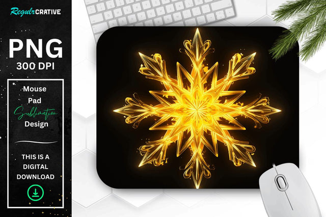Neon Glowing Snowflake Mouse Pad Sublimation Regulrcrative 