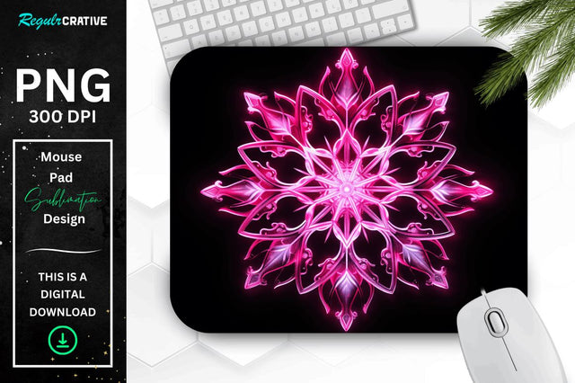 Neon Glowing Snowflake Mouse Pad Sublimation Regulrcrative 