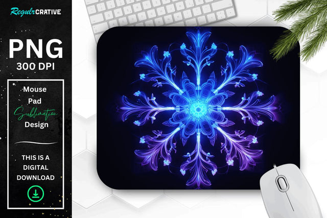Neon Glowing Snowflake Mouse Pad Sublimation Regulrcrative 