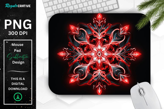Neon Glowing Snowflake Mouse Pad Sublimation Regulrcrative 