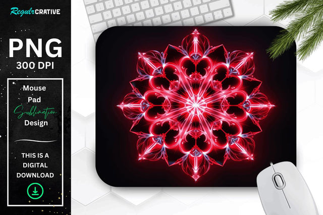 Neon Glowing Snowflake Mouse Pad Sublimation Regulrcrative 