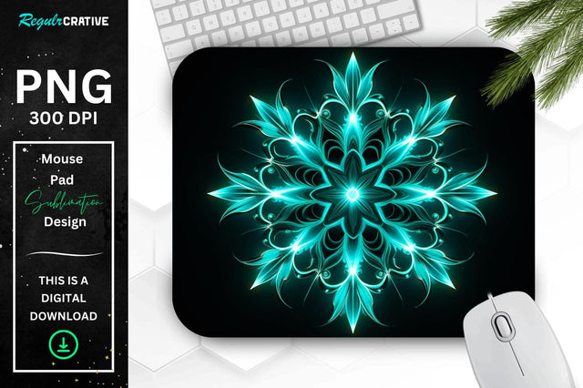Neon Glowing Snowflake Mouse Pad Sublimation Regulrcrative 