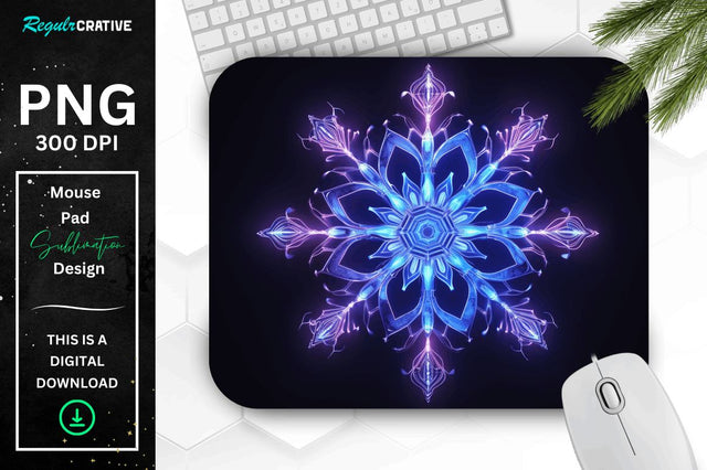 Neon Glowing Snowflake Mouse Pad Sublimation Regulrcrative 