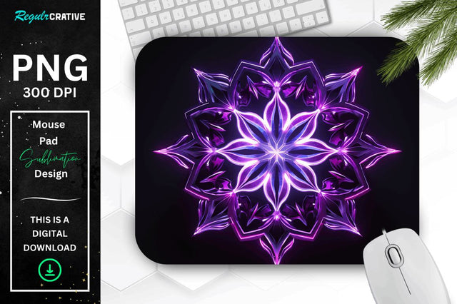 Neon Glowing Snowflake Mouse Pad Sublimation Regulrcrative 