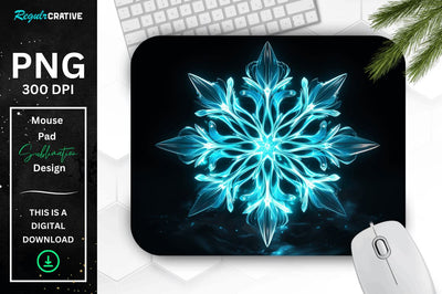 Neon Glowing Snowflake Mouse Pad Sublimation Regulrcrative 