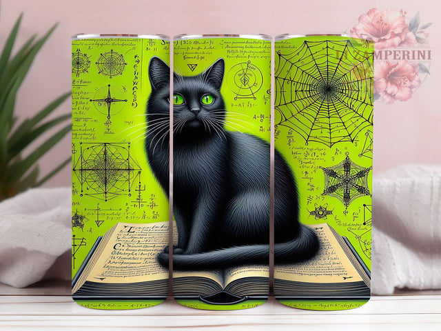 Neon Glowing Spooky Halloween Cat Tumbler, Green Spooky Wrap, 20Oz Skinny Tumbler, Bright Cat Sublimation Design, Glowing Halloween Drinkware, Funky Feline Tumbler, Creepy Cute Cat Wrap Sublimation Li Zamperini 