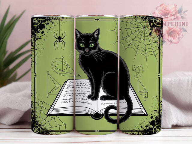 Neon Glowing Spooky Halloween Cat Tumbler, Green Spooky Wrap, 20Oz Skinny Tumbler, Bright Cat Sublimation Design, Glowing Halloween Drinkware, Funky Feline Tumbler, Creepy Cute Cat Wrap Sublimation Li Zamperini 