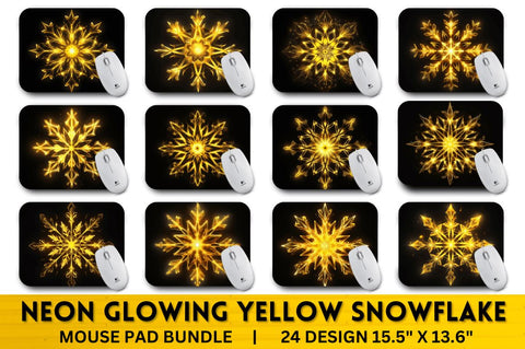 Neon Glowing Yellow Snowflake Mouse Pad Sublimation Regulrcrative 