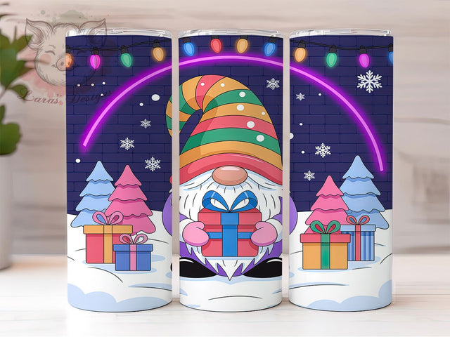 Neon Gnome Christmas Holiday Tumbler, Bright Holiday Sublimation Design, Festive Cup Art, 20oz Xmas Tumbler, Whimsical Neon Gnome Mug, Stylish Christmas Cup, Cozy Holiday Wrap Sublimation Lara' s Designs 