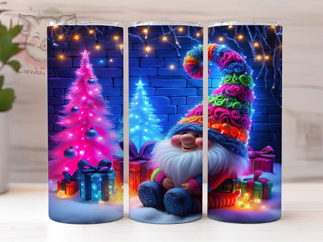 Neon Gnome Christmas Holiday Tumbler, Bright Holiday Sublimation Design, Festive Cup Art, 20oz Xmas Tumbler, Whimsical Neon Gnome Mug, Stylish Christmas Cup, Cozy Holiday Wrap Sublimation Lara' s Designs 