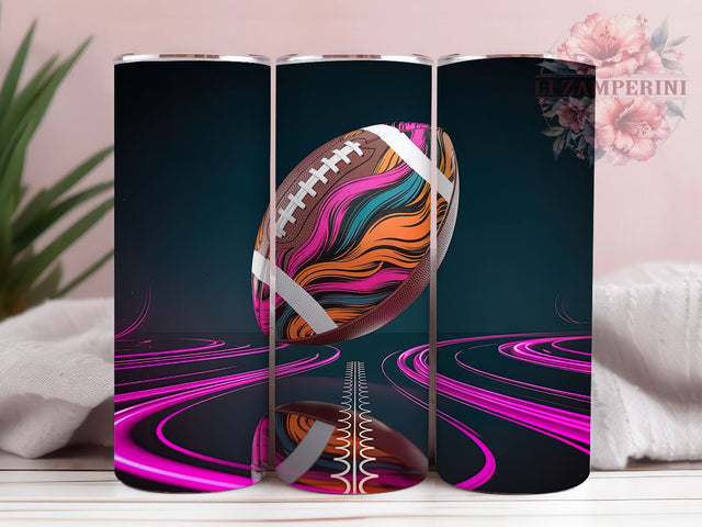 Neon Graffiti Football Tumbler Wrap, Graffiti Football PNG, 20oz Skinny Tumbler, Urban Sports Tumbler, Glowing Football Design, Street Art Sublimation, Sports Tumbler For Men Sublimation Li Zamperini 