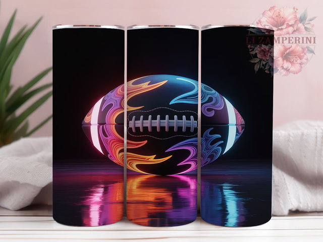 Neon Graffiti Football Tumbler Wrap, Graffiti Football PNG, 20oz Skinny Tumbler, Urban Sports Tumbler, Glowing Football Design, Street Art Sublimation, Sports Tumbler For Men Sublimation Li Zamperini 