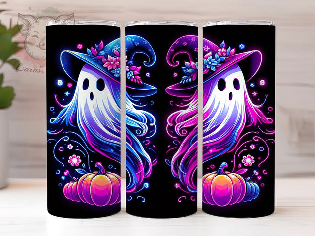 Neon Groovy Ghost Halloween Tumbler, Spooky Season Wrap, Retro Groovy Ghost Sublimation, Neon Halloween Drinkware, Colorful Ghost Tumbler Design, Vintage Groovy Halloween Wrap, Bright Spooky Ghost Cup Sublimation Lara' s Designs 