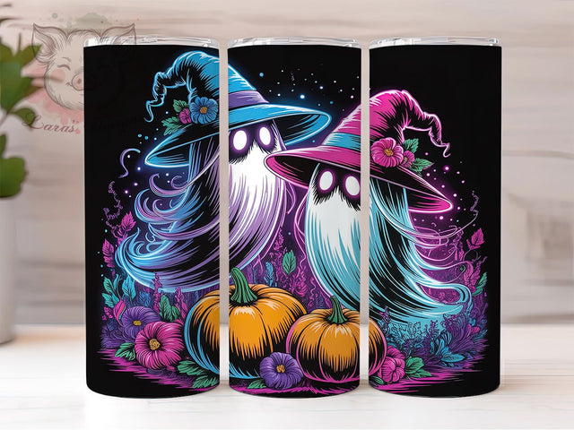 Neon Groovy Ghost Halloween Tumbler, Spooky Season Wrap, Retro Groovy Ghost Sublimation, Neon Halloween Drinkware, Colorful Ghost Tumbler Design, Vintage Groovy Halloween Wrap, Bright Spooky Ghost Cup Sublimation Lara' s Designs 