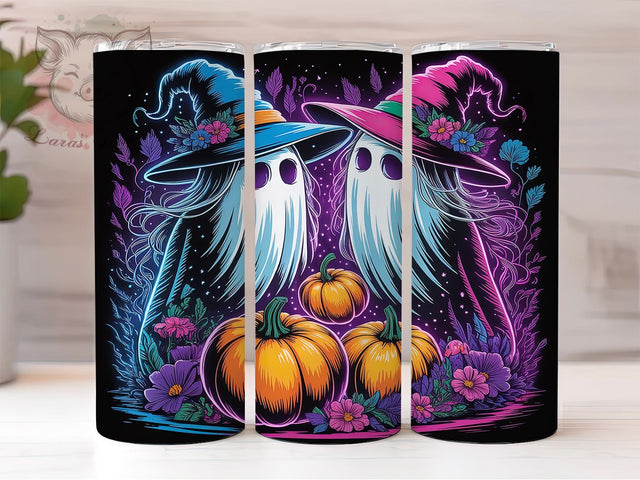 Neon Groovy Ghost Halloween Tumbler, Spooky Season Wrap, Retro Groovy Ghost Sublimation, Neon Halloween Drinkware, Colorful Ghost Tumbler Design, Vintage Groovy Halloween Wrap, Bright Spooky Ghost Cup Sublimation Lara' s Designs 