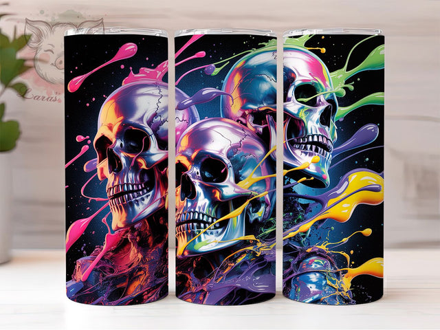 Neon Grunge Colorful Skeleton Tumbler, Grunge Skeleton Wrap, 20oz Sublimation Design, Bright Skull Cup, Gothic Neon Tumbler, Edgy Skeleton Gift, Colorful Halloween Tumbler Sublimation Lara' s Designs 
