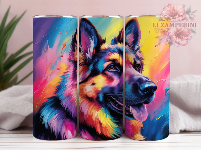 Neon GSD K9 Lover Tumbler Gift, Neon Dog Design, Shepherd Owner Cup, K9 Dog Present, Police Dog Gift, Modern Pet Design, German Shepherd Art Sublimation Li Zamperini 