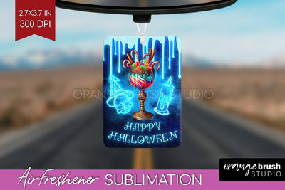 Neon Halloween Air Freshener PNG - Cocktail Car Freshener Sublimation OrangeBrushStudio 