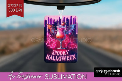 Neon Halloween Air Freshener PNG - Cocktail Car Freshener Sublimation OrangeBrushStudio 