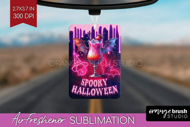 Neon Halloween Air Freshener PNG - Cocktail Car Freshener Sublimation OrangeBrushStudio 