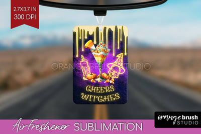 Neon Halloween Air Freshener PNG - Cocktail Car Freshener Sublimation OrangeBrushStudio 