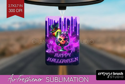 Neon Halloween Air Freshener PNG - Cocktail Car Freshener Sublimation OrangeBrushStudio 