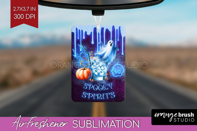 Neon Halloween Air Freshener PNG - Cocktail Car Freshener Sublimation OrangeBrushStudio 