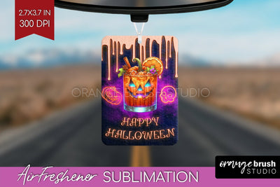 Neon Halloween Air Freshener PNG - Cocktail Car Freshener Sublimation OrangeBrushStudio 