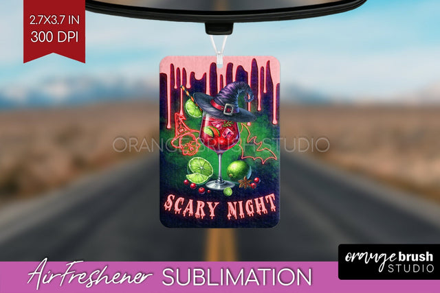 Neon Halloween Air Freshener PNG - Cocktail Car Freshener Sublimation OrangeBrushStudio 