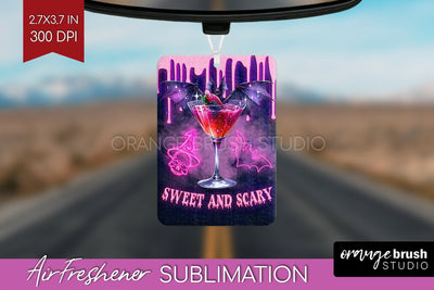 Neon Halloween Air Freshener PNG - Cocktail Car Freshener Sublimation OrangeBrushStudio 