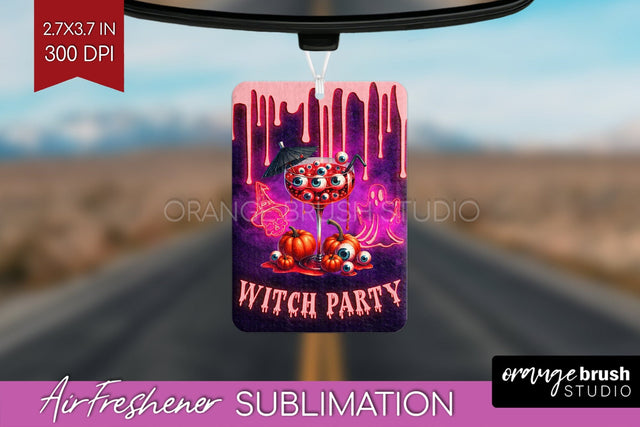 Neon Halloween Air Freshener PNG - Cocktail Car Freshener Sublimation OrangeBrushStudio 