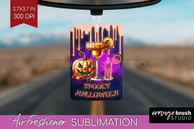 Neon Halloween Air Freshener PNG - Cocktail Car Freshener Sublimation OrangeBrushStudio 