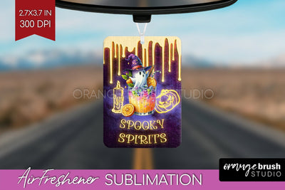 Neon Halloween Air Freshener PNG - Cocktail Car Freshener Sublimation OrangeBrushStudio 