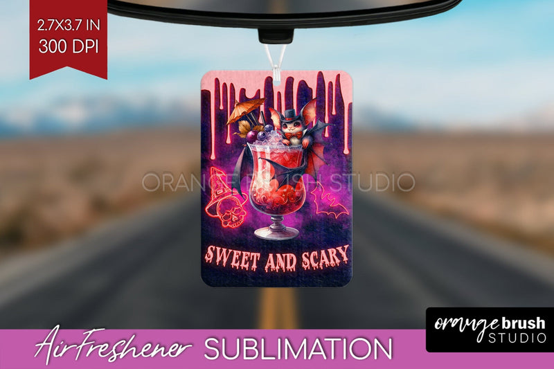 Neon Halloween Air Freshener PNG - Cocktail Car Freshener Sublimation OrangeBrushStudio 