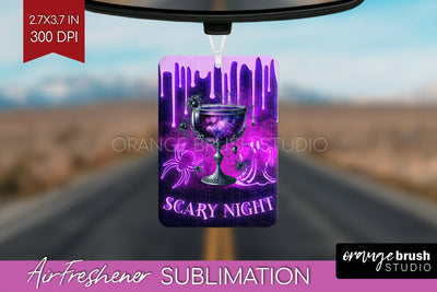 Neon Halloween Air Freshener PNG - Cocktail Car Freshener Sublimation OrangeBrushStudio 