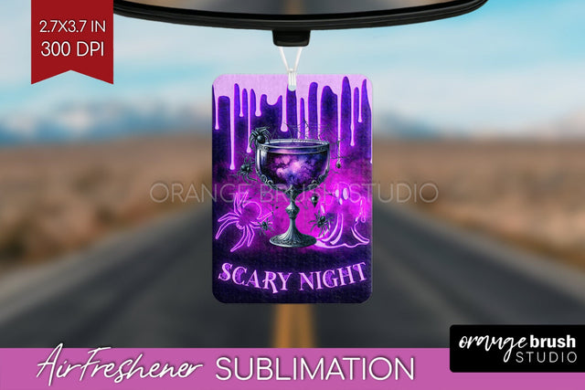 Neon Halloween Air Freshener PNG - Cocktail Car Freshener Sublimation OrangeBrushStudio 