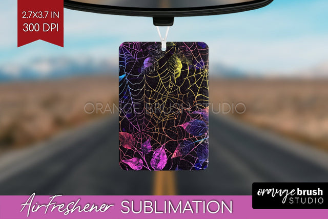 Neon Halloween Air Freshener Sublimation - Halloween Pattern Sublimation OrangeBrushStudio 