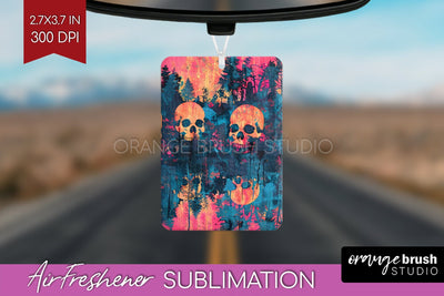 Neon Halloween Air Freshener Sublimation - Halloween Pattern Sublimation OrangeBrushStudio 