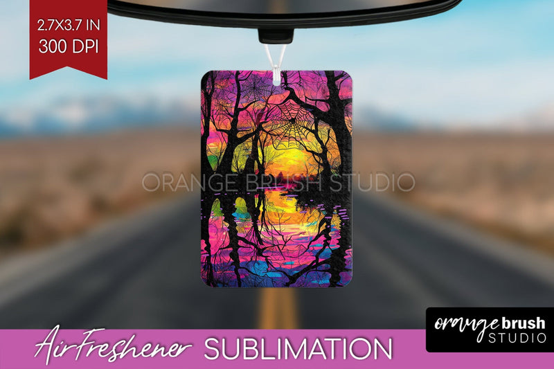 Neon Halloween Air Freshener Sublimation - Halloween Pattern Sublimation OrangeBrushStudio 