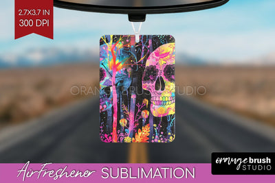 Neon Halloween Air Freshener Sublimation - Halloween Pattern Sublimation OrangeBrushStudio 