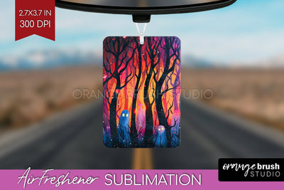 Neon Halloween Air Freshener Sublimation - Halloween Pattern Sublimation OrangeBrushStudio 