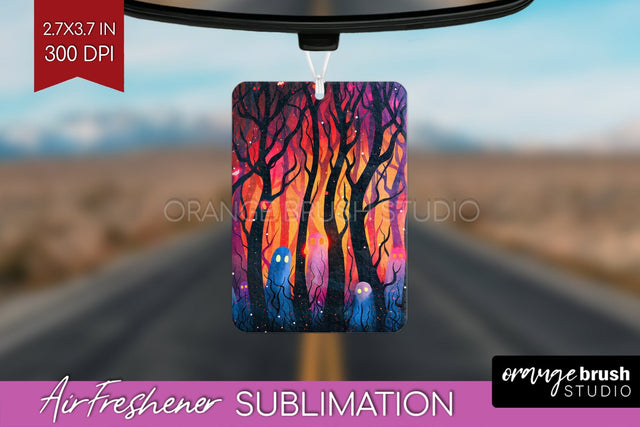 Neon Halloween Air Freshener Sublimation - Halloween Pattern Sublimation OrangeBrushStudio 