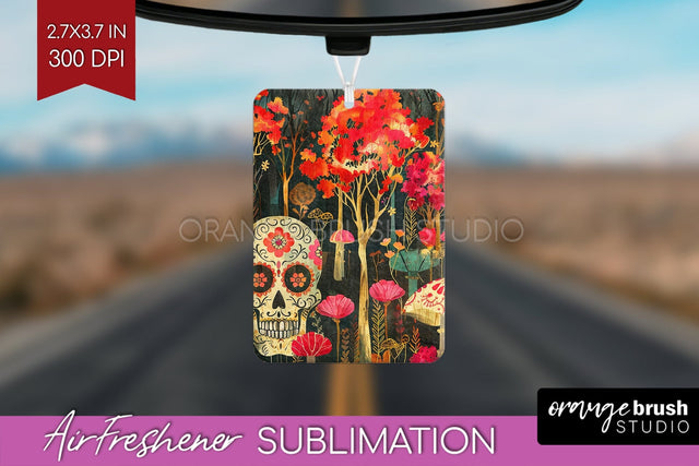 Neon Halloween Air Freshener Sublimation - Halloween Pattern Sublimation OrangeBrushStudio 